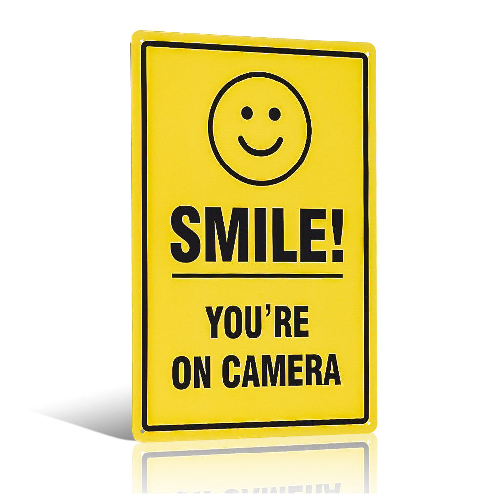 Smile You're On Camera Video Surveillance Sign -Indoor or Outdoor Use for Home Business CCTV Security Camera,UV Protected