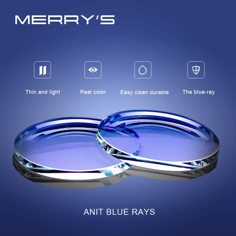 MERRYS Anti Blue Light Blocking 1.56 1.61 1.67 Prescription CR-39 Resin Aspheric Glasses Lenses Myopia Hyperopia Presbyopia Lens