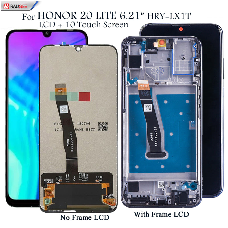 Display For Honor 20 Lite 6.21" HRY-LX1T Lcd Screen 10 Touch Display Replacement Tested Mobiles Phone LCD Screen Digitizer Parts
