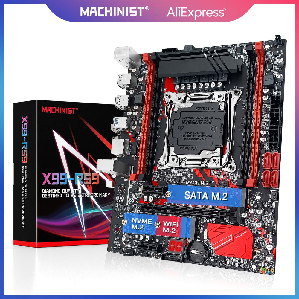 Machinist X99 Motherboard Support Xeon E5 V3 V4 Processor DDR4 ECC RAM Non Server Memory With M.2 NVME Sata M.2 Four Channel RS9