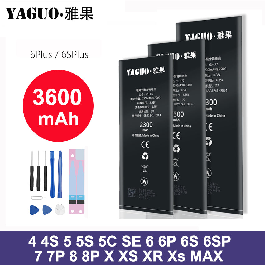 YAGUO Battery For iPhone6S iPhone7 iPhone8 Replacement Bateria For iPhone 6S 7 6 8 Plus SE 5S 5 X XR XS MAX 4 4S 5C 7Plus 6SPlus