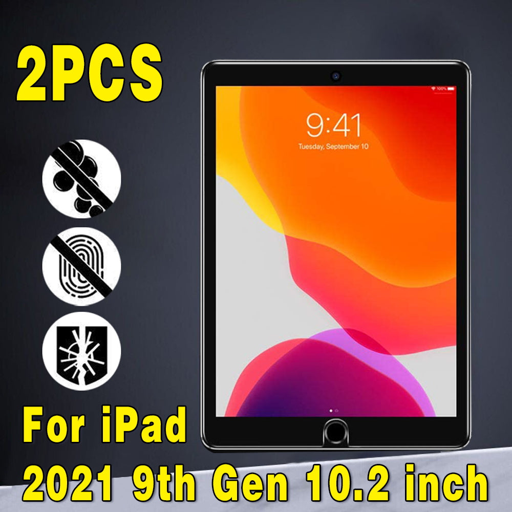 2Pcs Apple iPad 2021 9th 10.2 inch Tablet Tempered Glass 9H Explosion-Proof Anti-fingerprint Full Film Cover Screen Protector