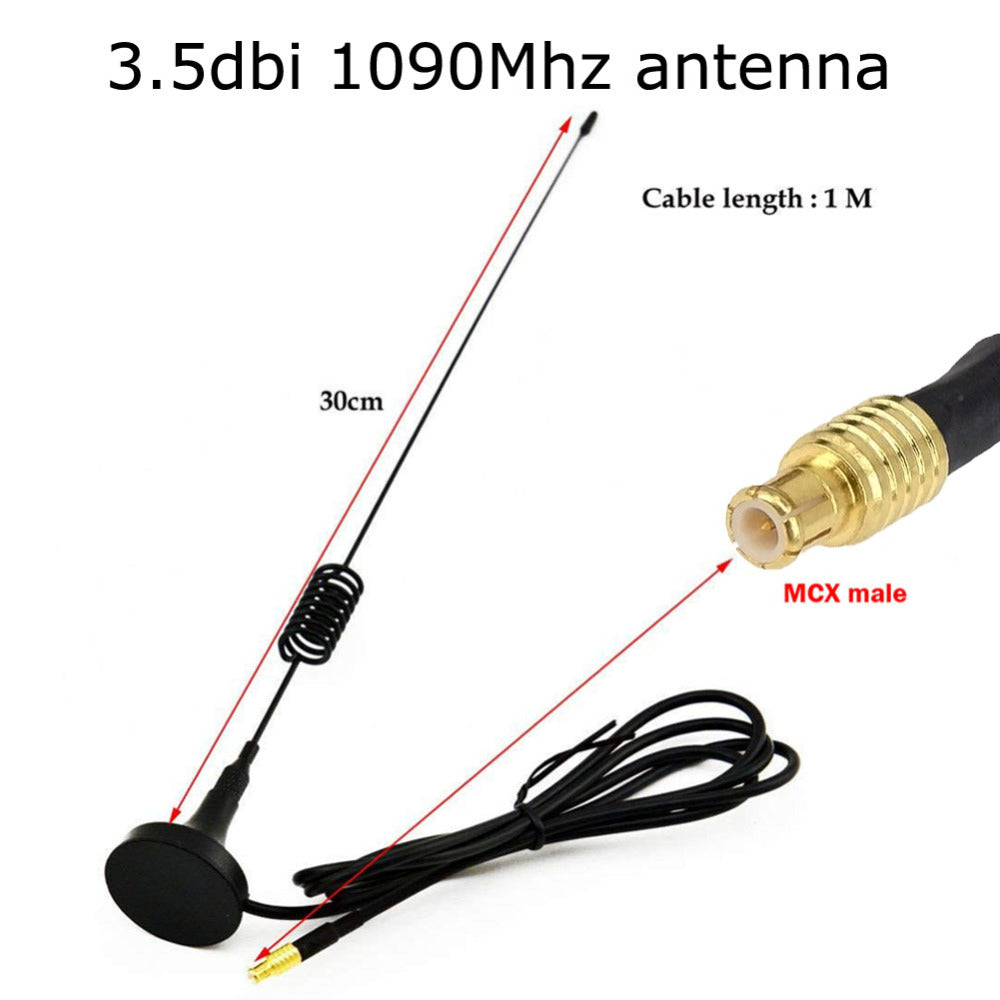 3.5DBi 1090Mhz ADS-B Antenna MCX Male Aerial Magnetic Base RG174 1M Signal Booster Aircraft Antenna FPV Software Radio DVB-T SDR