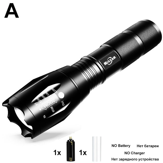 Tactical Flashlight Torch Zoomable 5 Mode Water Resistant