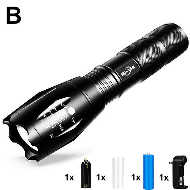 Tactical Flashlight Torch Zoomable 5 Mode Water Resistant