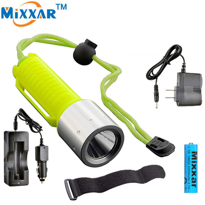 Diving Flashlight Q5 LED Lantern Lamp Rechargeable dive Torch light