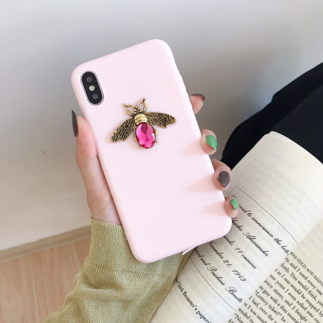 Luxury brand Diamond Bee Glitte soft case for iphone 7 8 6S plus X XR XS 11 Pro Max 12 Pro MiNi hard cover for samsung S8 S9 S10