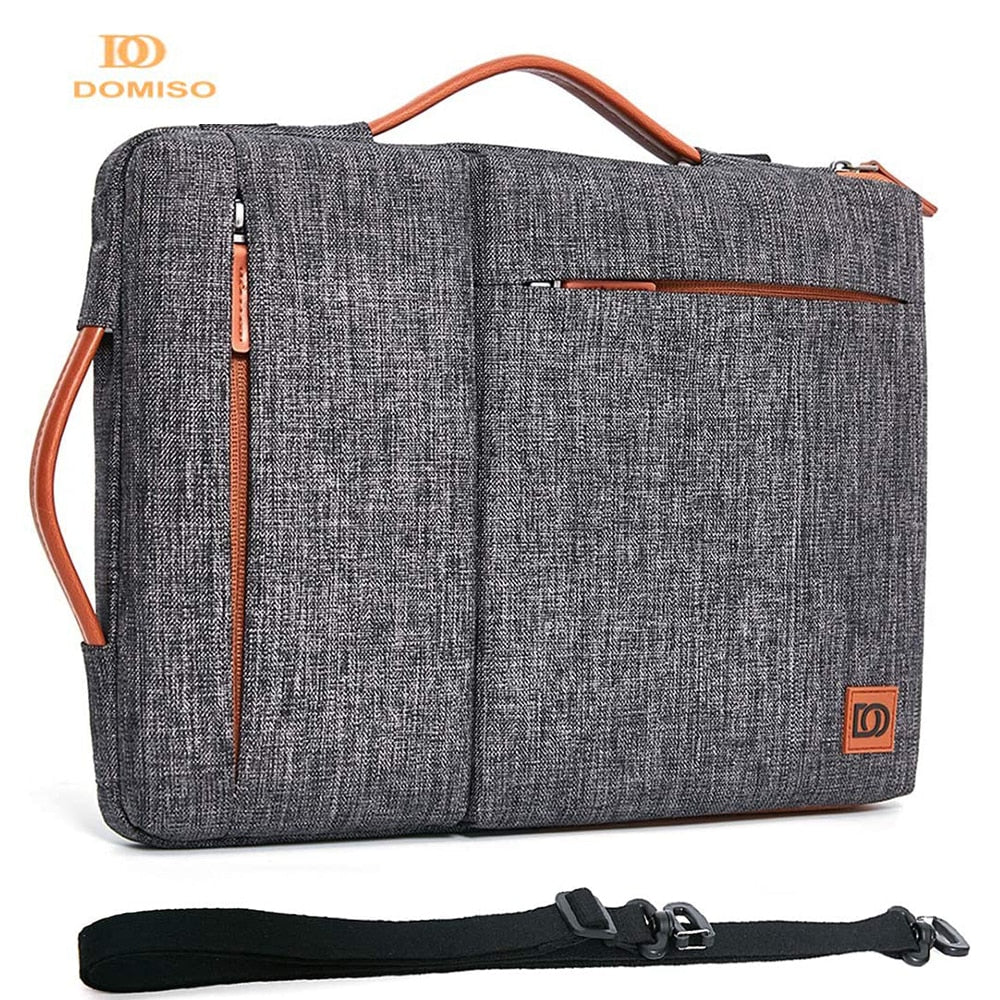 DOMISO Multi-use Strap Laptop Sleeve Bag With Handle For 10&quot; 13&quot; 14&quot; 15.6&quot; 17&quot; Inch Laptop Shockproof Computer Notebook Bag,Grey