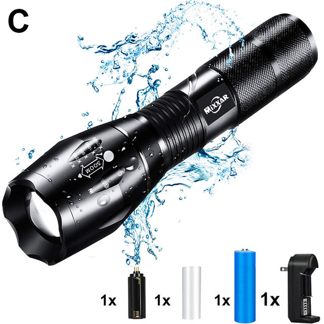 LED Handheld Tactical Flashlight Zoom Torch Light