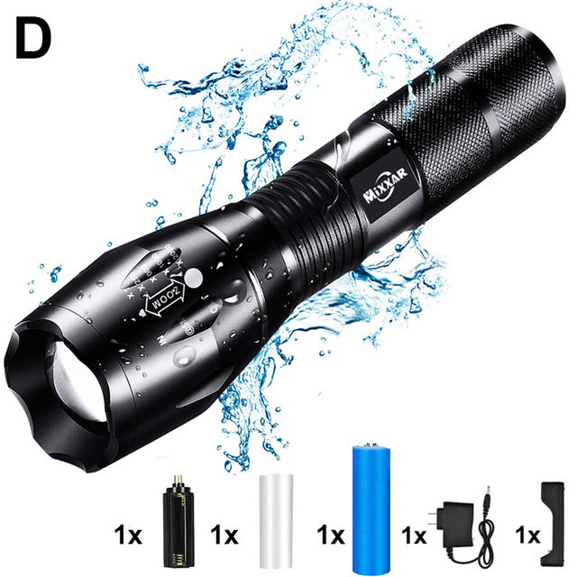 LED Handheld Tactical Flashlight Zoom Torch Light