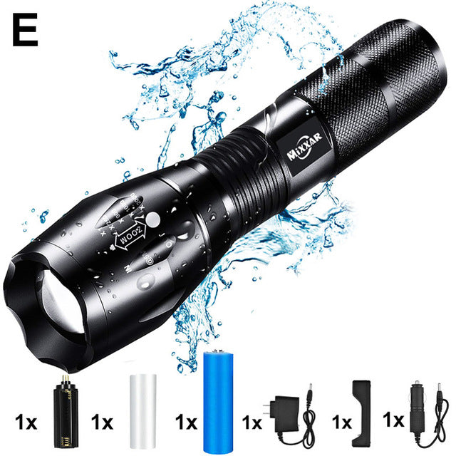 LED Handheld Tactical Flashlight Zoom Torch Light