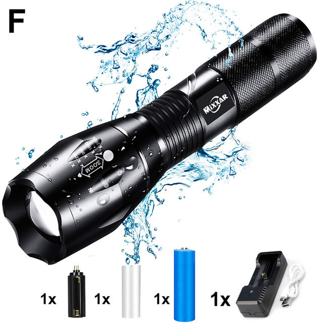 LED Handheld Tactical Flashlight Zoom Torch Light