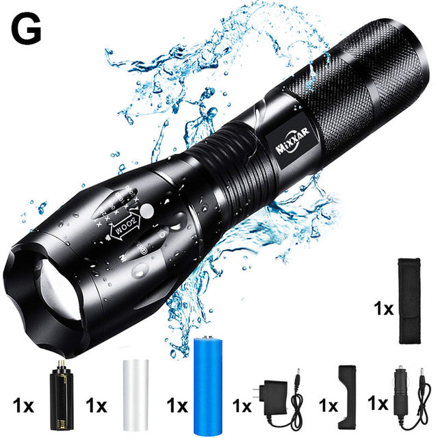 LED Handheld Tactical Flashlight Zoom Torch Light