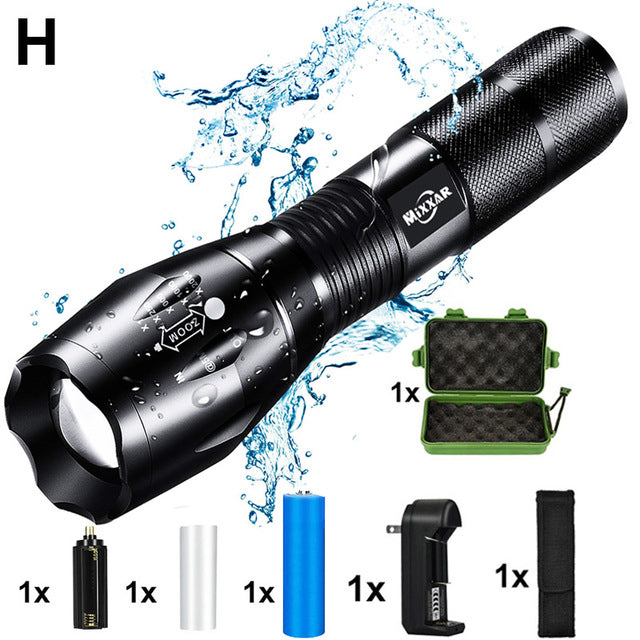 LED Handheld Tactical Flashlight Zoom Torch Light