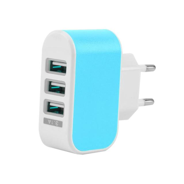 3 USB Port Wall Home Travel AC Power Charger Adapter