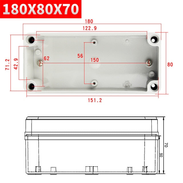 Waterproof Plastic Enclosure Box Electronic ip67 Project Instrument Case Electrical Project Box ABS Outdoor Junction Box Housing