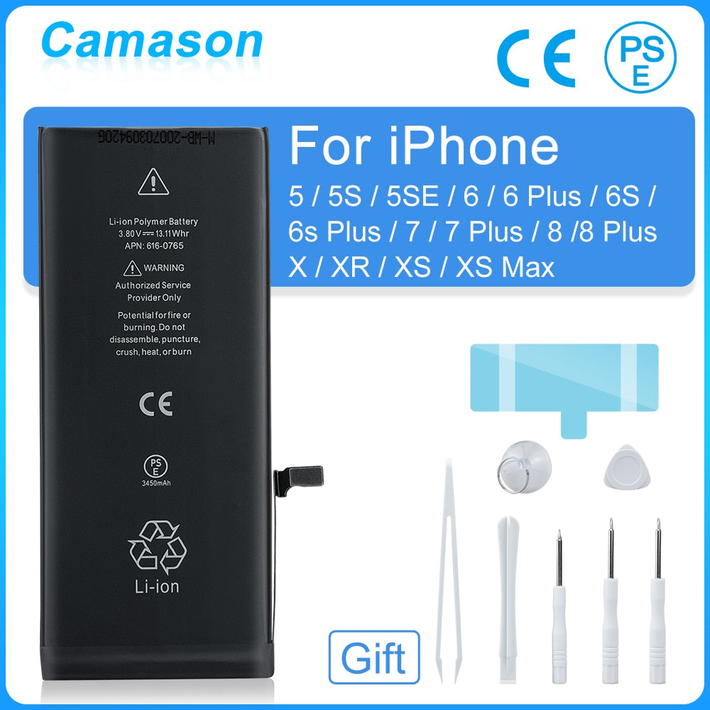 Camason Lithium Battery For iPhone 5 SE 6 6s 5s 7 8 Plus X XR XS Max High Capacity Replacement Batteries for iphone6