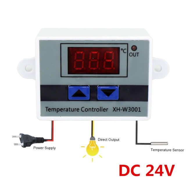 10A 12V 24V 220VAC Digital LED Temperature Controller XH-W3001 For Incubator  Cooling Heating Switch Thermostat NTC Sensor