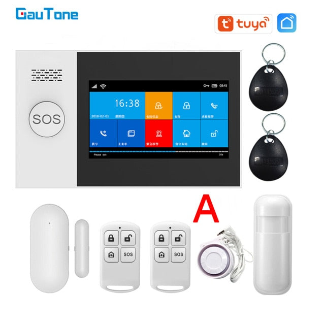 GauTone PG107 4.3inch Security Alarm Wifi GSM Alarm System for Home Support Tuya APP Call/SMS Remote Contorl