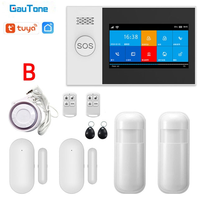 GauTone PG107 4.3inch Security Alarm Wifi GSM Alarm System for Home Support Tuya APP Call/SMS Remote Contorl