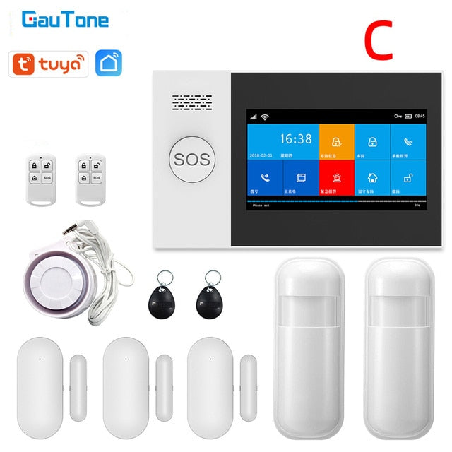 GauTone PG107 4.3inch Security Alarm Wifi GSM Alarm System for Home Support Tuya APP Call/SMS Remote Contorl