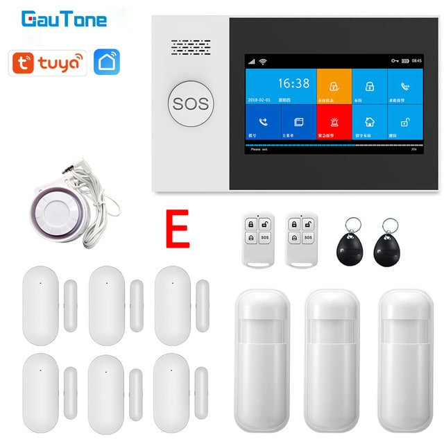 GauTone PG107 4.3inch Security Alarm Wifi GSM Alarm System for Home Support Tuya APP Call/SMS Remote Contorl