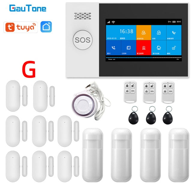 GauTone PG107 4.3inch Security Alarm Wifi GSM Alarm System for Home Support Tuya APP Call/SMS Remote Contorl