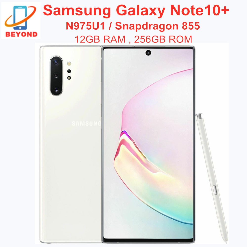 Samsung Galaxy Note 10 Plus N975U1 Note10+ N975U 256GB ROM 12GB RAM Octa Core 6.8&quot; Snapdragon 855 LTE Original Mobile Phone