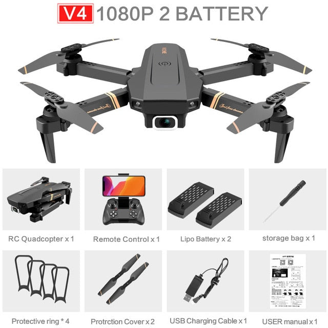 V4 Rc Drone 4k HD Wide Angle Camera 1080P WiFi fpv Drone Dual Camera Quadcopter Real-time transmission Helicopter Toys