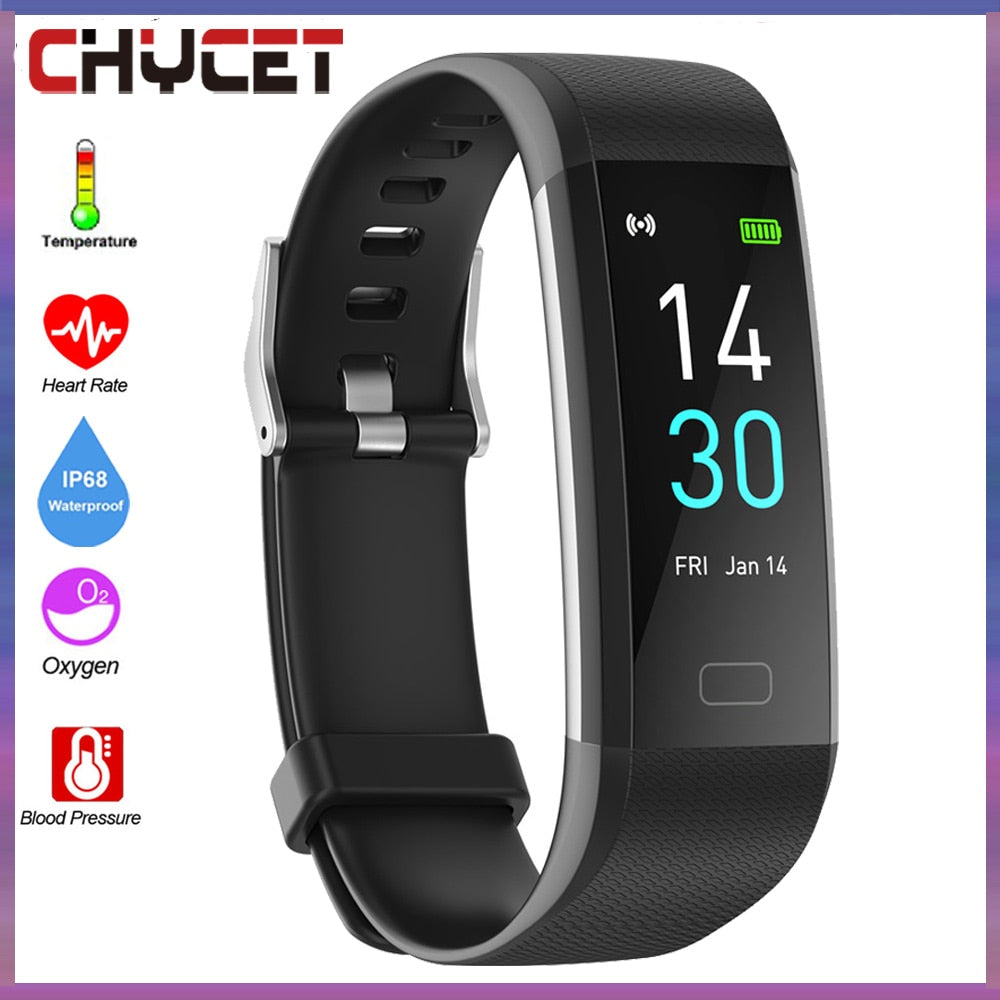 Bluetooth 5.0 Smart Band Watch IP68 Body Thermometer Sport Smart Bracelet Heart Rate Monitor Fitness Tracker Bracelet Men Women