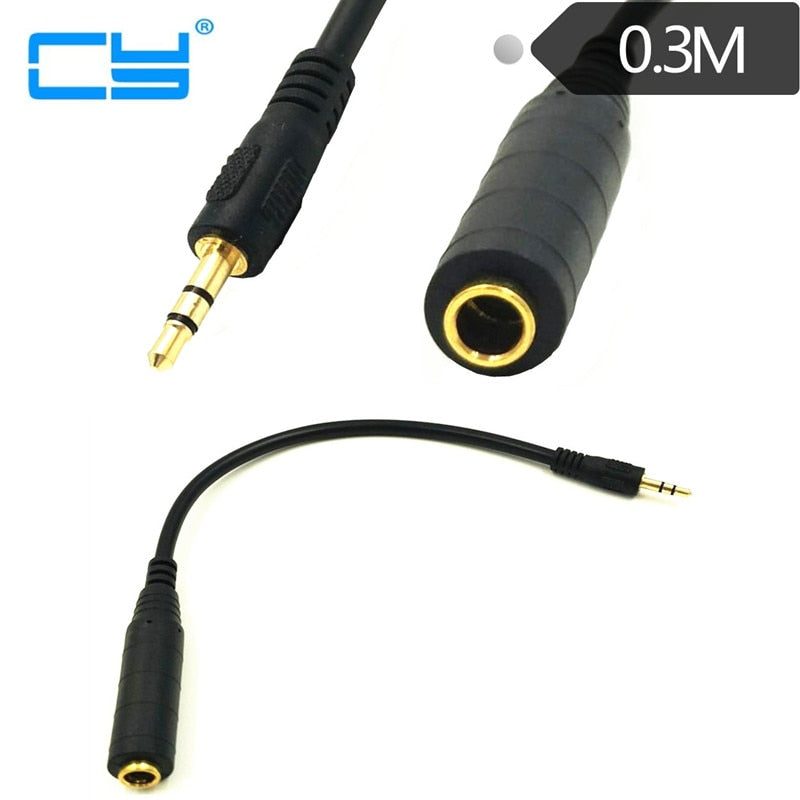 6.35mm Female to 3.5mm Male Plug Jack Stereo Hifi Mic Audio Extension Cable