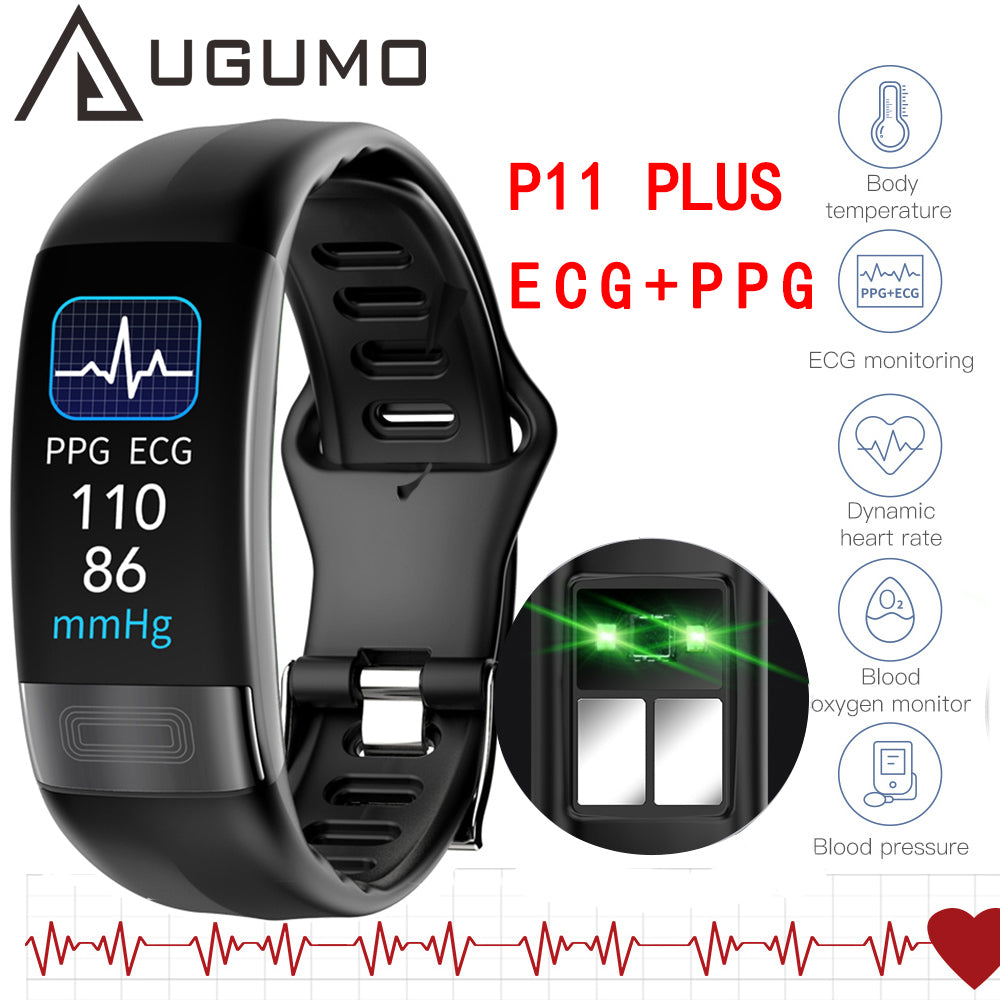 UGUMO P11 Plus Smart Bracelet Body Temperature Monitoring Smart Wristband ECG PPG Smart Watch Heart Rate Blood Pressure Bracelet