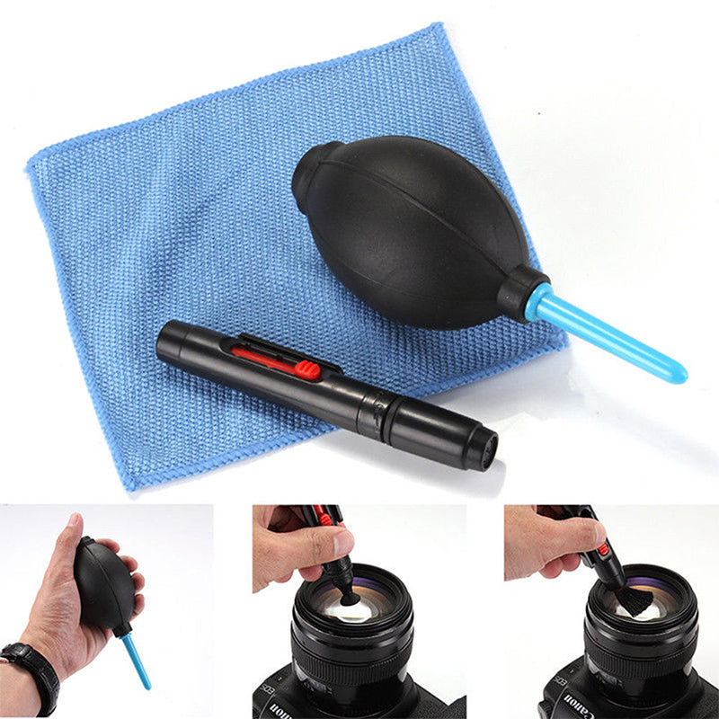 3 in 1 Portable Camera Clean Kit Cleaning Cloth Camera Cleaner Pen Air Blaster Blower Accessories Set for Camera Keyboard Phones