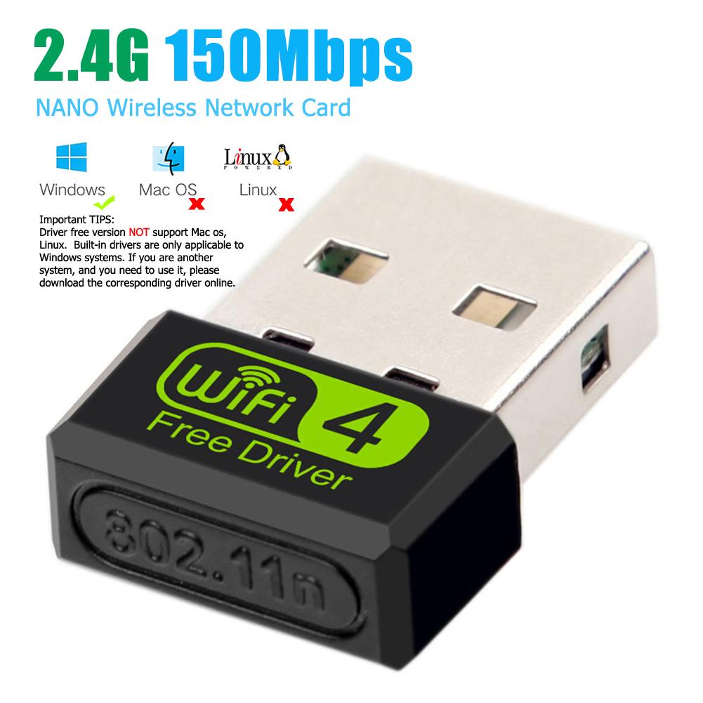 150Mbps Mini WiFi Adapter USB Free Driver Wi Fi Dongle Network Card Ethernet Wireless Wi-Fi Receiver for Desktop PC Laptop