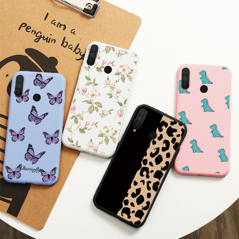 For Huawei P30 Lite New Edition 2020 Case Soft TPU Silicone Protective Coque For Huawei p30lite Flower Love Heart Back Cover Bag