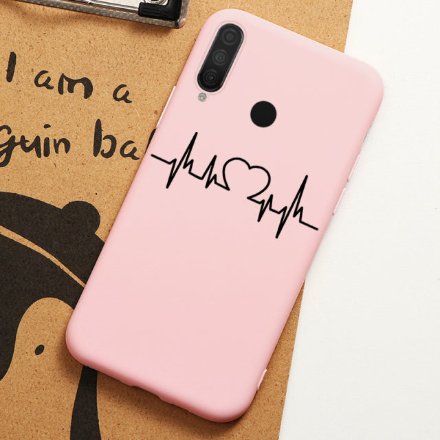 For Huawei P30 Lite New Edition 2020 Case Soft TPU Silicone Protective Coque For Huawei p30lite Flower Love Heart Back Cover Bag