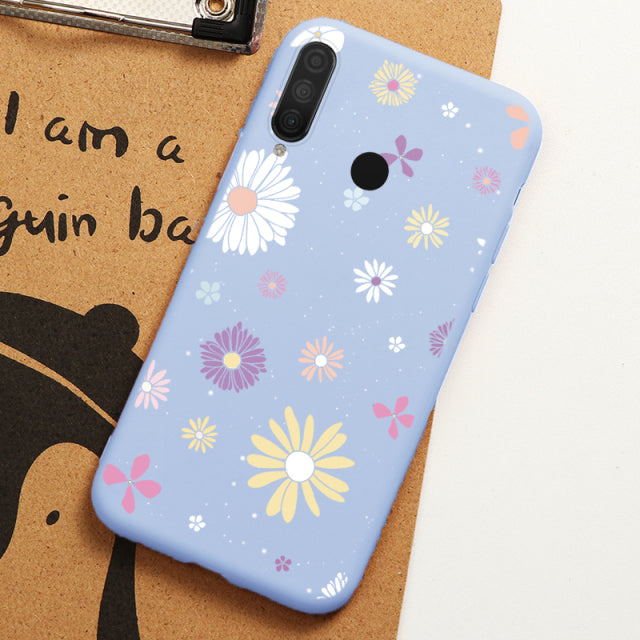 For Huawei P30 Lite New Edition 2020 Case Soft TPU Silicone Protective Coque For Huawei p30lite Flower Love Heart Back Cover Bag