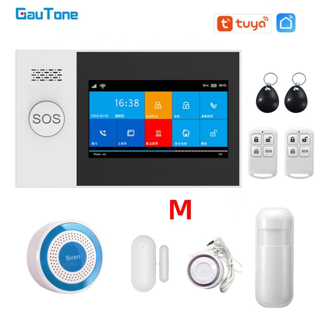 GauTone PG107 4.3inch Security Alarm Wifi GSM Alarm System for Home Support Tuya APP Call/SMS Remote Contorl