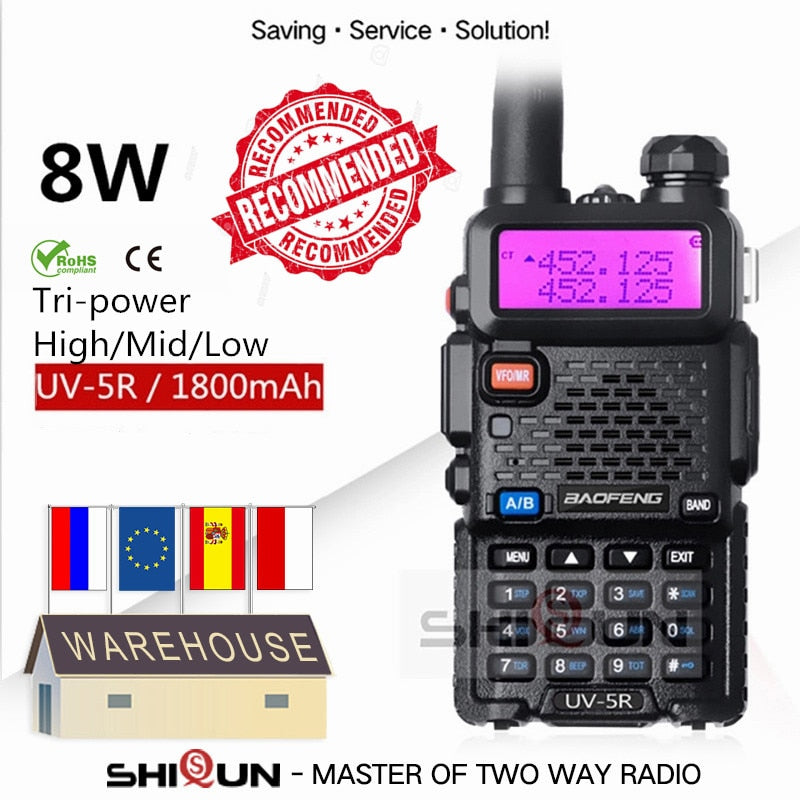 Optional 5W 8W Baofeng UV-5R Walkie Talkie 10 km Baofeng uv5r walkie-talkie hunting Radio uv 5r Baofeng UV-9R UV-82 UV-8HX UV-XR