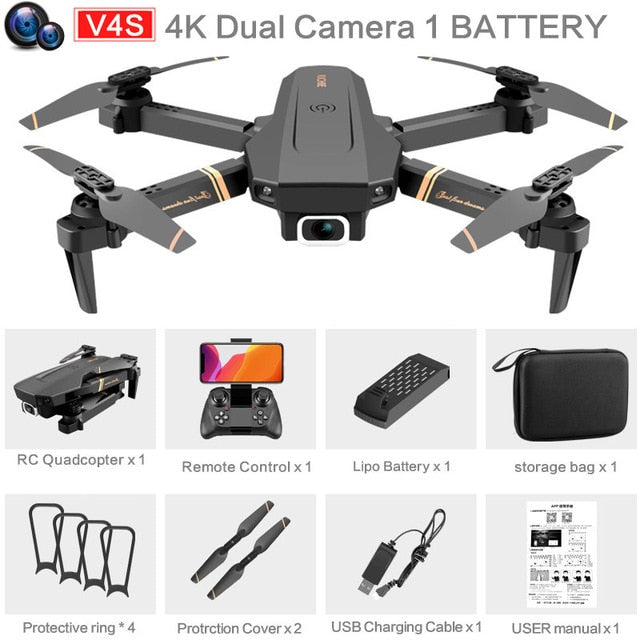 V4 Rc Drone 4k HD Wide Angle Camera 1080P WiFi fpv Drone Dual Camera Quadcopter Real-time transmission Helicopter Toys