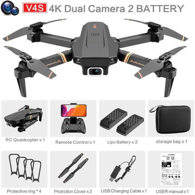 V4 Rc Drone 4k HD Wide Angle Camera 1080P WiFi fpv Drone Dual Camera Quadcopter Real-time transmission Helicopter Toys