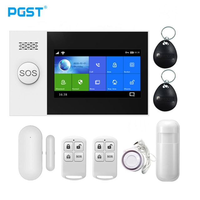 PGST PG-107 Tuya Wireless Home WIFI GSM Home Security With Motion Detector Sensor Burglar Alarm System APP Control Support Alexa