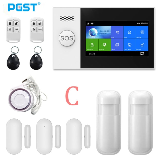 PGST PG-107 Tuya Wireless Home WIFI GSM Home Security With Motion Detector Sensor Burglar Alarm System APP Control Support Alexa