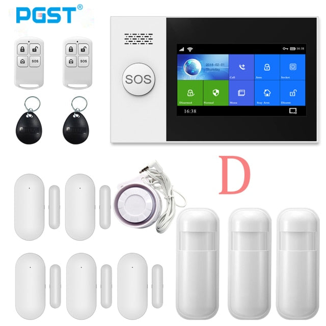 PGST PG-107 Tuya Wireless Home WIFI GSM Home Security With Motion Detector Sensor Burglar Alarm System APP Control Support Alexa