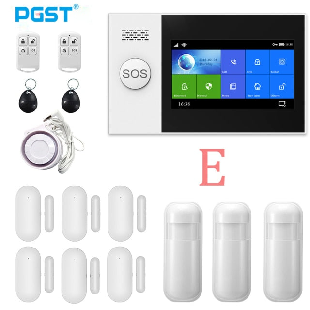 PGST PG-107 Tuya Wireless Home WIFI GSM Home Security With Motion Detector Sensor Burglar Alarm System APP Control Support Alexa