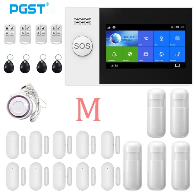 PGST PG-107 Tuya Wireless Home WIFI GSM Home Security With Motion Detector Sensor Burglar Alarm System APP Control Support Alexa