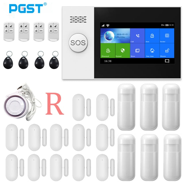 PGST PG-107 Tuya Wireless Home WIFI GSM Home Security With Motion Detector Sensor Burglar Alarm System APP Control Support Alexa