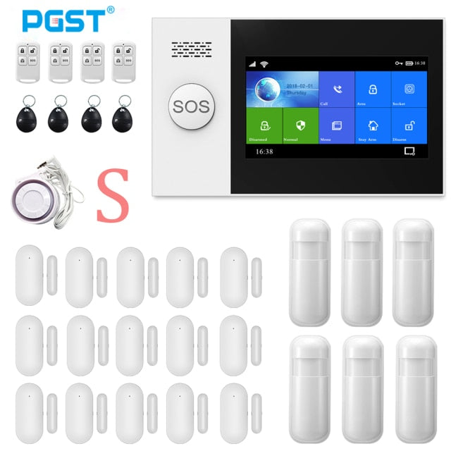 PGST PG-107 Tuya Wireless Home WIFI GSM Home Security With Motion Detector Sensor Burglar Alarm System APP Control Support Alexa