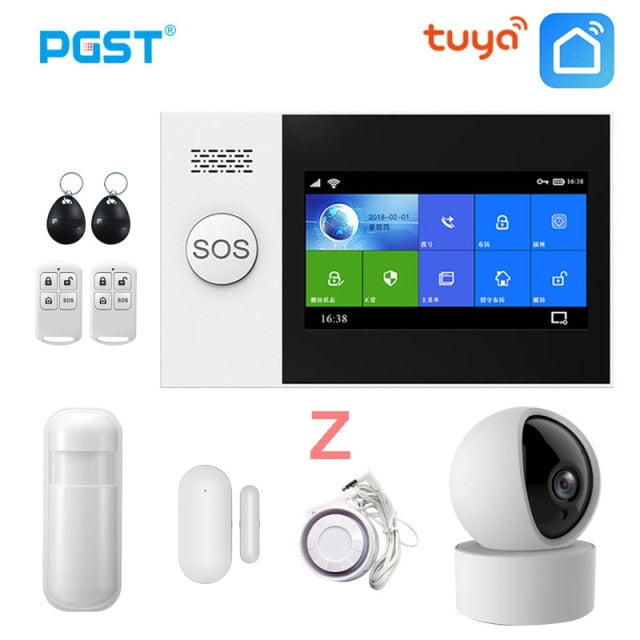 PGST PG-107 Tuya Wireless Home WIFI GSM Home Security With Motion Detector Sensor Burglar Alarm System APP Control Support Alexa