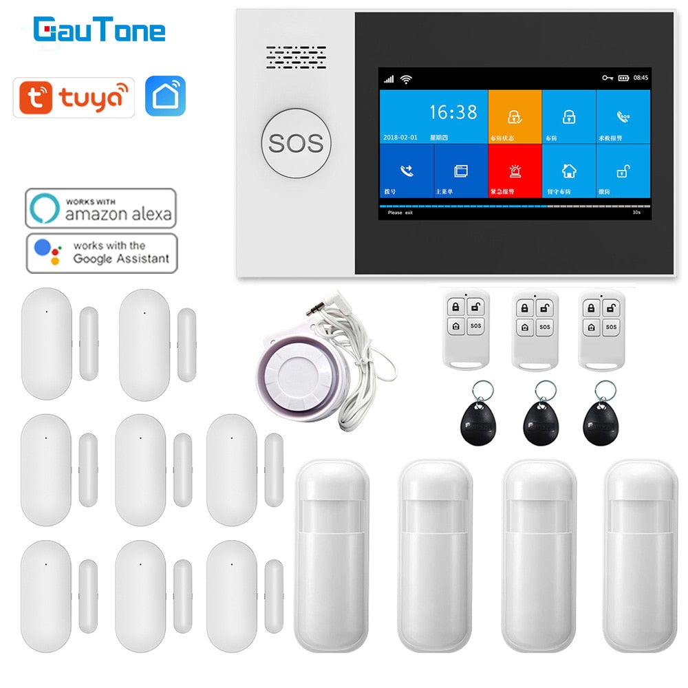 GauTone PG107 4.3inch Security Alarm Wifi GSM Alarm System for Home Support Tuya APP Call/SMS Remote Contorl